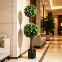 Arbre Topiaire Artificiel en Plastique Double Boule de Buis en Pot, Plante Décorative Végétale pour Extérieur et Intérieur, Idéal pour Cérémonies de Remise des Diplômes