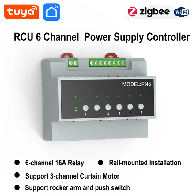 Smart Life WIFI 6 Way Relay Switching Module 16A Zigbee Power Remote Control Device 110V-240V Smart Switch