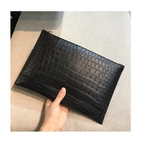 Sac à main en cuir de crocodile véritable exotique de haute qualité au design classique pour hommes DICHLE 7 pouces avec fermeture à glissière