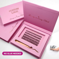 Glamnetic Lashes Pestanas Faux Cils en Grappes Auto-adhésifs Pré-collés à Bande Transparente, Effet Wispy, Kit de Cils à Pression