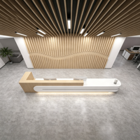 Comptoir de réception moderne en bois courbé avec éclairage LED, comptoir d'accueil d'hôtel, mobilier de réception pour 2 personnes, salon de beauté, bureau