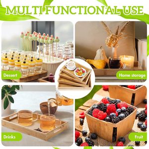 Wooden tray with handles, nesting multi-functional tray, suitable for breakfast, lunch, dinner, and <b>coffee</b> <b>tables</b>. <b>Bamboo</b> food - Product Image 3