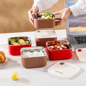 Lunch Box 304 Stainless Steel Rectangle Insulated <b>Microwave</b> Safe For Students Office Workers - Product Image 2