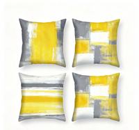 Housse de coussin personnalisée YINUAN jaune et gris, motif abstrait moderne sur toile, avec fermeture éclair, pour canapé