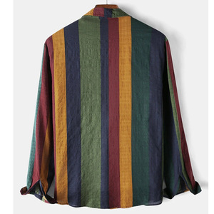 Camisa Casual de Moda para Hombre, Camisa de <span class=keywords><strong>Calle</strong></span> con Cuello y Manga Larga a Rayas de Colores - Product Image 2