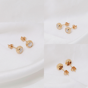Pendientes de Bola de <span class=keywords><strong>Oro</strong></span> Sólido de 18K con Diamantes Naturales Reales Certificados por Terceros, Corte Brillante, Joyería de Moda para Mujer - Product Image 3