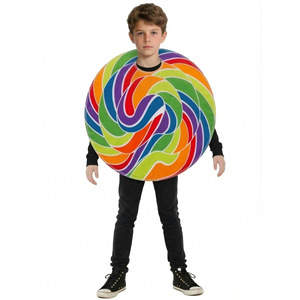 Costume géant de sucette arc-en-ciel pour enfants - Poncho tourbillonnant coloré pour le Mois de la fierté, Halloween et les fêtes à thème, aux couleurs vives sur le thème de la nourriture - Product Image 2