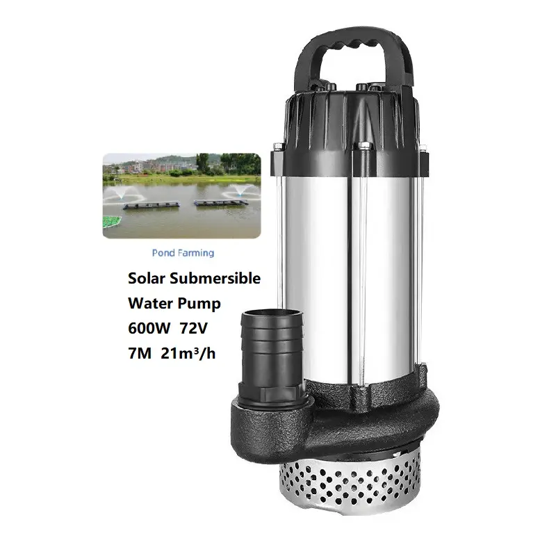 600W 48V Stainless Steel Large Flow Garden 0.78Hp Dc Solar Submersible Water Pump For Fish Ponds