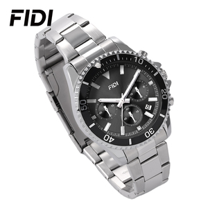 Montre chronographe FIDI pour homme, cadran vert, bracelet en acier inoxydable, fenêtre de date, marqueurs 24 heures, montre de sport résistante à l'eau pour homme - Product Image 5