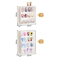 Boîte de rangement murale multifonctionnelle moderne en plastique carré anti-poussière pour figurines, installation sans perçage, avec couvercle