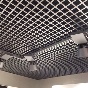 2x2 dải bảng điều khiển lưới tản nhiệt đục âm thanh T-Bar treo giả tuyến tính nhôm vách ngăn kim loại mở di động lưới Trần - Product Image 6