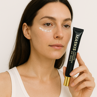 Récipient vide de tube de crème pour les yeux de marque privée 20g en plastique noir doré avec applicateur galvanisé d'or pour le maquillage