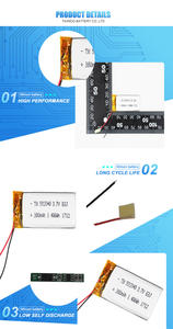 OEM ODM kökenli fabrika toptan 502040 3.7V 380mAh polimer şarj edilebilir lityum iyon batarya - Product Image 6
