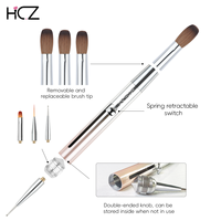 Outils de nail art de luxe à double extrémité avec manche en métal anti-acétone, conception brevetée Hechunzi, 100% poils de Kolinsky, pinceau à ongles en acrylique