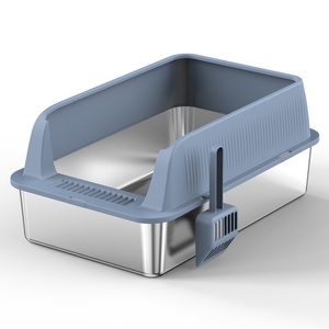 OEM Caixa de Areia para Gatos Retangular Extragrande 20L de Aço Inoxidável Semi-Fechada, Confortável, com Pedal, À Prova de Respingos Internos, Fácil de Limpar, 3.3kg - Product Image 1