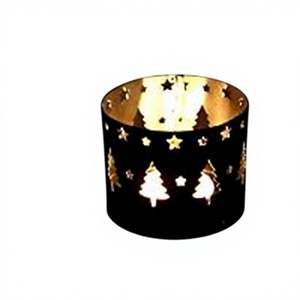 <b>Christmas</b> <b>Lantern</b> Metal Candle Holder Black Gold Tree Star Die Cut Design Home Decoration Heat Resistant - Product Image 1