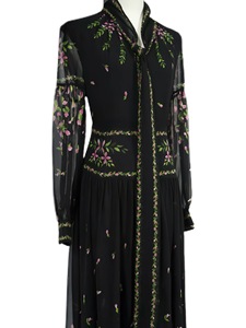 <span class=keywords><strong>Abito</strong></span> Lungo Elegante con Fiocco 2026 Moda Primavera <span class=keywords><strong>Donna</strong></span> Stampa Floreale Colorata Manica Lunga Casual Nero Maxi <span class=keywords><strong>Abito</strong></span> Lungo in Chiffon - Product Image 3