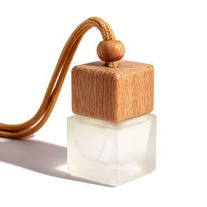 8ML Empty Refill Glass Square Shape <b>Mini</b> Hanging Rope Car Diffuser <b>Bottle</b> with Screw Cap For Car Air Freshener - Product Image 4