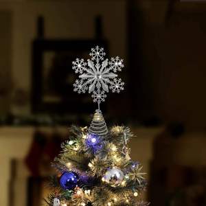 Ornement de sapin de Noël en métal flocon de neige scintillant argenté avec paillettes, 12 po x 7 po, décoration de Noël - Product Image 3