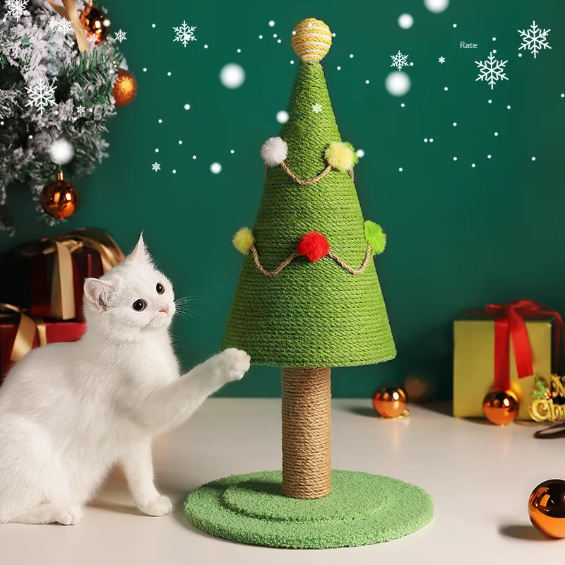 Cat climbing frame Christmas tree natural Sisal cat scratching post scratch simulation lawn large wear resistant scratch cat toy