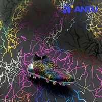 Cuir synthétique PU imprimé holographique arc-en-ciel écologique pour empeignes de chaussures de football