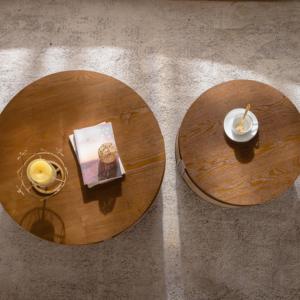 Luxe moderne woonkamer houten salontafel ronde massief houten salontafel sets voor hotel restaurant café - Product Image 4