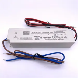 Original Mean well LPV series LPV-60-12 DC 12V 24V 20W 35W 60W 100W 150W IP67 Waterproof Mean well LED Switching Power Supply