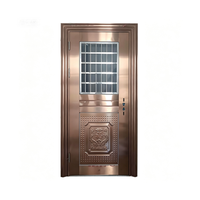 Porte de sécurité ventilée en acier inoxydable 304 sur mesure, finition or rose, à simple battant, pour villa