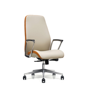 Chaises de bureau exécutives modernes, chaise de direction ergonomique de luxe, pivotante, robuste, en cuir véritable, avec base en aluminium - Product Image 2