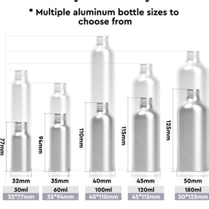 Emballages cosmétiques écologiques en aluminium argenté rechargeables, matériaux recyclés, pots/bouteilles/tubes à bouchon à vis, personnalisables - Product Image 5