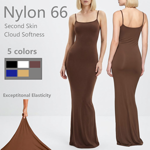 Abito Lungo a Sirena per Donna con Logo Personalizzato, Compressione Seconda Pelle, Cinturino Regolabile, Doppio Strato - Product Image 1