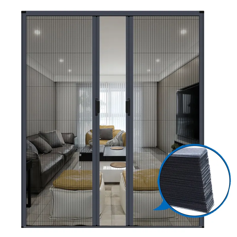 Moustiquaire plissée plissée en polyester pour portes et fenêtres coulissantes de haute qualité