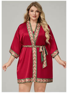 Conjunto de Bata Térmica de Satén de Lujo para Mujer, Talla Grande, Transpirable, Elegante, Ropa de Casa, Estilo Abaya, para Celebraciones y Festividades de Oriente Medio - Product Image 4