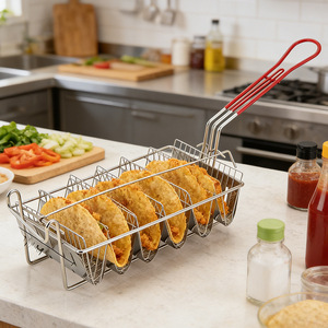 Utensilios de Cocina - <span class=keywords><strong>Tacos</strong></span> Mexicanos, Tortillas, Sushi, Cestas para Freír, Moldes para Freír, Panqueques Finos en Forma de V, Colador de Acero Inoxidable - Product Image 4