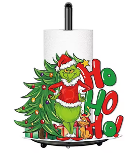 Porte-serviettes en papier en métal <span class=keywords><strong>Grinch</strong></span> original, <span class=keywords><strong>personnage</strong></span> <span class=keywords><strong>de</strong></span> Noël fantaisiste, porte-serviettes en fer, distributeur <span class=keywords><strong>de</strong></span> papier toilette en rouleau - Product Image 2