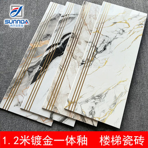 Gạch lát cầu thang Foshan, gạch men sứ, kích thước phù hợp với sàn lối vào, bề mặt bóng kính, mạ vàng bạc, họa tiết đá cẩm thạch - Product Image 3