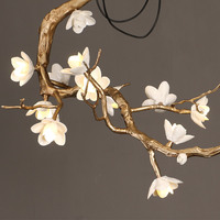 Nordique moderne créatif arbre fleurs branche salle à manger café magasin de vêtements fleurs en céramique or décorer lustre