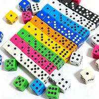 Vente en gros de dés en acrylique de 16 mm, couleur unie, 6 faces, points blancs, coins arrondis, accessoires de jeu