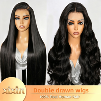 Perruque SDD vietnamienne 100 % cheveux humains double densité, frontale en dentelle 13x4, ondulée (Body Wave)