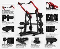Machine à tractions dorsales à charge libre SK Commercial High Row Machine, équipement de fitness professionnel pour la musculation en salle de sport