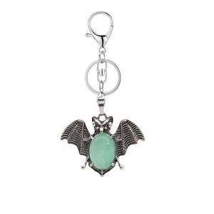 سلسلة مفاتيح فاخرة للبيع بالجملة من مصنع الصين سلسلة مفاتيح خفاش فضي عتيق إكسسوار سلسلة مفاتيح جاسبر بصورة كريستالية طبيعية - Product Image 5