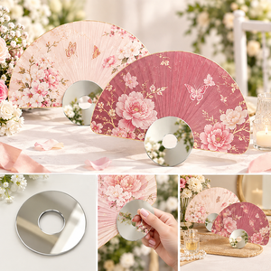 Custom Ring Shaped Acrylic <b>Mirror</b> <b>Tiles</b> Self Adhesive Round Washer <b>Mirror</b> for Hand Fan Handle DIY Crafts - Product Image 3