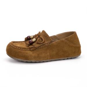 Mocassins en daim souple à pampilles de <span class=keywords><strong>marque</strong></span> de créateur personnalisés en gros pour femmes, style décontracté, chaussures plates de marche, chaussures bateau, direct usine - Product Image 1