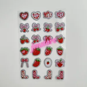 Pegatinas UV DTF con diseño de limón tropical, sandía y bebidas de verano, con purpurina plateada, autoadhesivas para vasos, portátiles y regalos - Product Image 2
