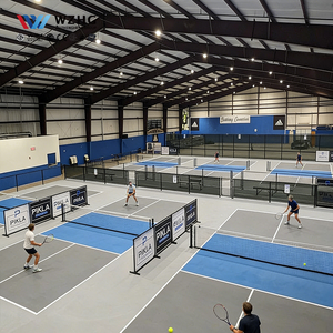 อาคารโครงสร้างเหล็กความแข็งแรงสูงสำหรับสิ่งอำนวยความสะดวกกีฬาเทนนิส คานรูปตัว H รับน้ำหนักมาก อายุการใช้งาน 50 ปี พื้นผิวชุบสังกะสี - Product Image 1