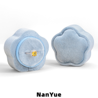 Boîte à bague en velours personnalisée en forme de fleur, emballage de bijoux élégant et luxueux pour fiançailles, mariage, demande en mariage, cadeau, mini et portable