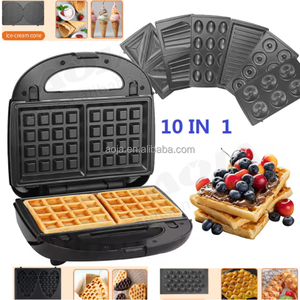 Aoja đa trong 1 tùy chọn tấm điện 10 lỗ hạt <span class=keywords><strong>Waffle</strong></span> Máy Nướng <span class=keywords><strong>Mini</strong></span> 2 lát có thể tháo rời bữa ăn sáng bánh Sandwich <span class=keywords><strong>Maker</strong></span> - Product Image 5