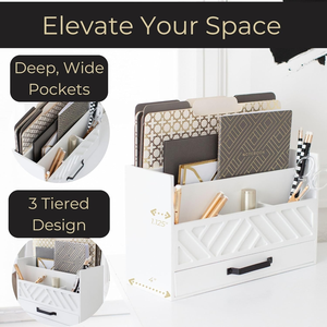 JUNJI blanc <span class=keywords><strong>bois</strong></span> bureau organisateur tiroir comptoir cuisine stockage <span class=keywords><strong>courrier</strong></span> panier ferme accessoires boîtes de rangement bacs - Product Image 3