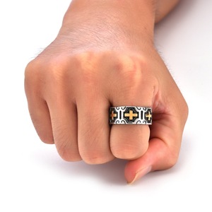 Anillos <span class=keywords><strong>de</strong></span> Cruz Latina Retro <span class=keywords><strong>de</strong></span> Acero Inoxidable Símbolo Cristiano Crux Ordinaria Jesucristo Crucificado Anillos <span class=keywords><strong>de</strong></span> Banda - Product Image 3