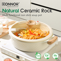 DONNOR Ensemble de 15 casseroles de luxe, profondes, en maifanite, antiadhésives, avec fond composite en marbre moulé sous pression, design tressé moderne